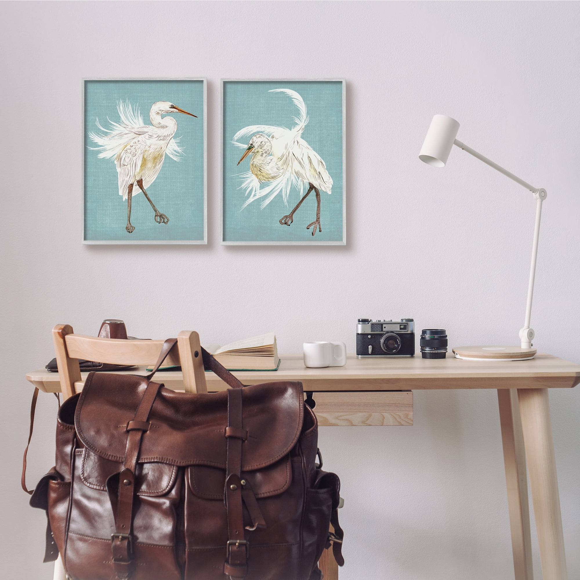 Stupell Industries Dancing Heron Birds White Feathers over Blue, 11 x 14,Design by Melissa Wang