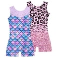 thumbnail image 2 of Aideaone Girls Gymnastics Leotards 2 Pack Sleeveless Rhinestone Biketards Sparkle Printed Dance Unitard Ballet Training Bodysuit for Little Girls 4-10Y, 2 of 8