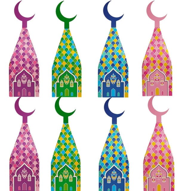 TETOU 8pcs Eid Mubarak Candy Boxes Ramadan Kareem Gift Case Chocolate Snack Ramadan Eid Party Packaging Box