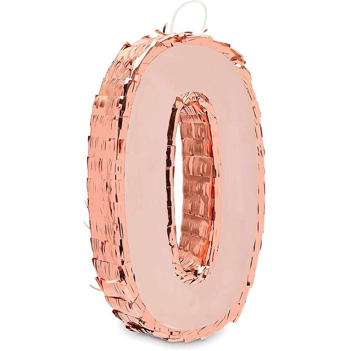 Small Rose Gold Number 0 Pinata for Baby Shower Birthday Party Decorations, 15.7 x 9 in