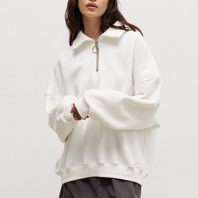 2023 Sweat-Shirt Mode pour Femmes 50% de Réduction Liquidation Col Rabattu Fermeture Éclair Pull Europe Amérique Hiver 2023 Nouvelle Tendance Rue Ample Décontracté Paresseux Fermeture Éclair Pull