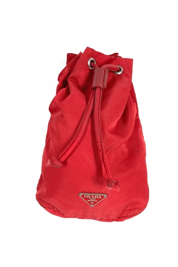 Pre-Owned PRADA Triangle Logo Drawstring Bag, Handbag, Makeup Pouch, Multi-purpose Cosmetic...