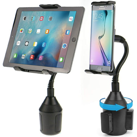 EEEKit Car Cup Holder Mount for Phone Tablet, 2-in-1 Car Cradles Adjustable Gooseneck Holder Compatible with Apple iPhone iPad Pro Air Mini, Samsung Galaxy Tab, All Smartphones &