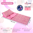 thumbnail image 3 of Emily Rose Kids 3-Piece Girls Sleeping Bag Set - Includes Thick Soft Slumber Bag, Carry Case, and Pillow Case | Toddler Sleeping Bag for Travel Naps and Sleepovers | Kids Nap Mat Playful Hearts Design, 3 of 9