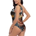 thumbnail image 6 of Daiia Western Cowboy Duck Women's One Piece Swimsuits Personalized One Shoulder Swimwear Asymmetric Ruffle Bathing Suits-Small, 6 of 8