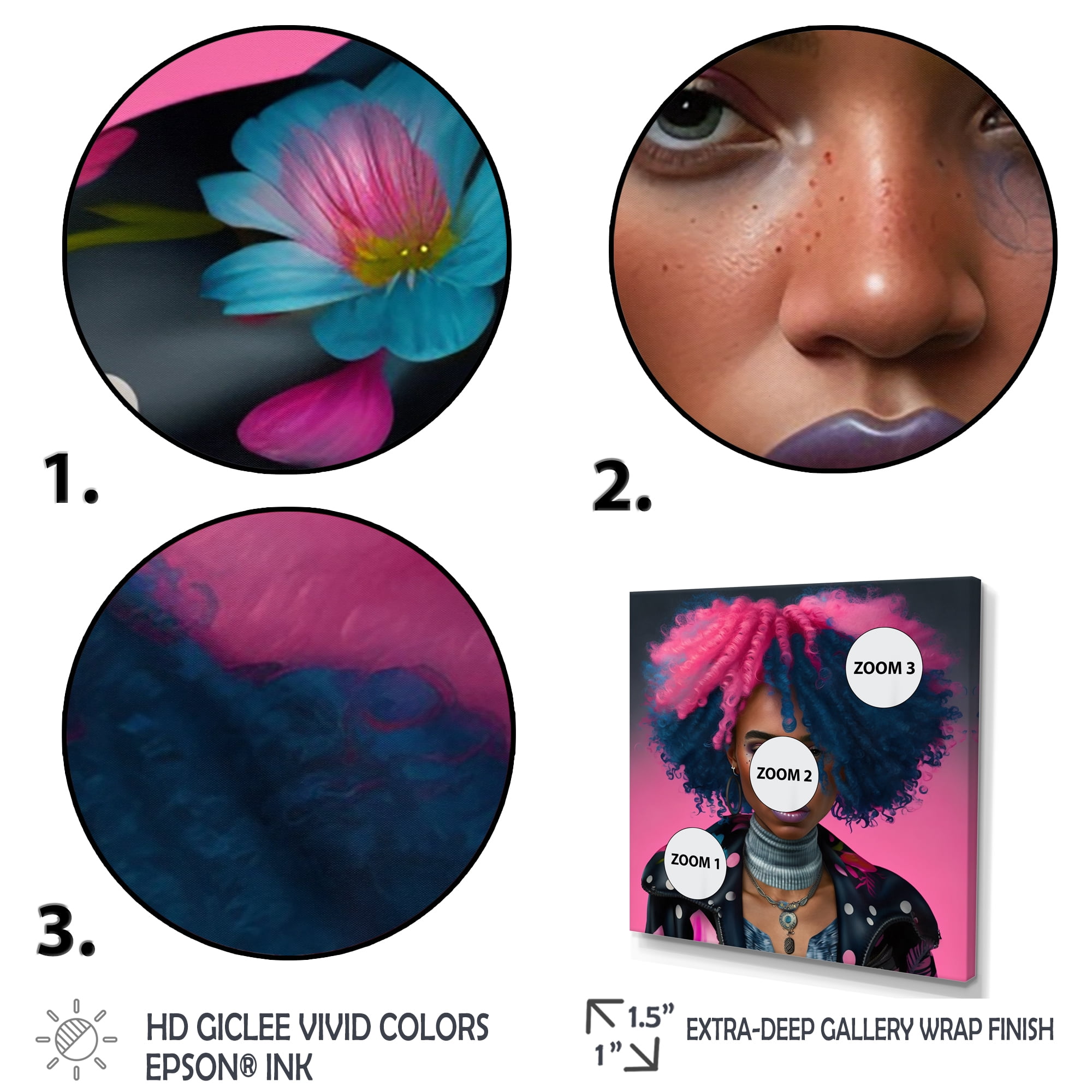 Designart Pink And Blue African American Woman V Canvas Wall Art