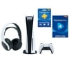 TEC Sony PlayStation_PS5 Gaming Console Disc Version Bundle w PlayStation Pulse 3D Wireless Headset, PlayStation Plus 12-Month, PlayStation Now: 1 Month Subscription.
