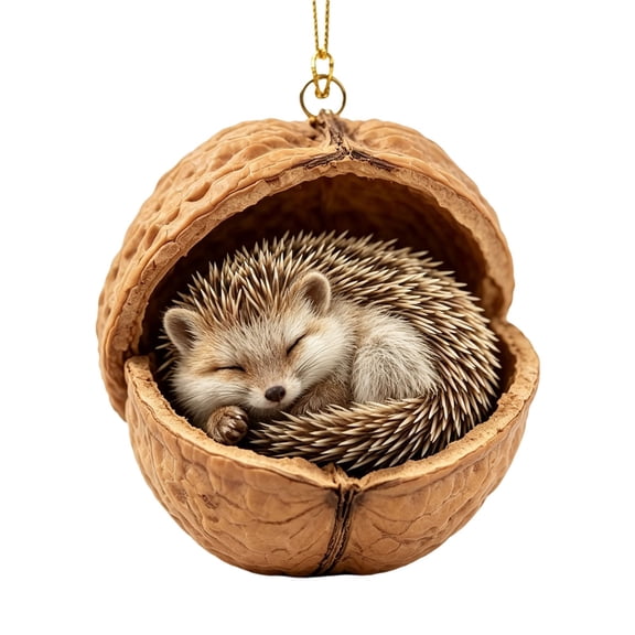 Clearance Under $ 0.69 Realistic Hedgehog Acorn Christmas Ornament, Woodland Resin Hanging Decor for Cozy Forest-Themed Trees
