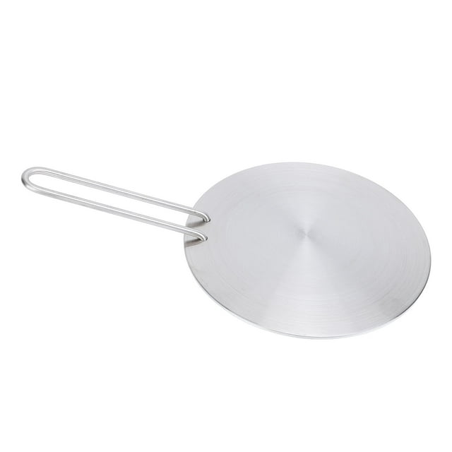 Heat Conduction Plate for Gas Stove, Stainless Steel Round Heat Diffuser Cooking Induction Adapter Plate with Detachable Handle Heat Diffuser Plate for Gas Stove Glass Cooktop