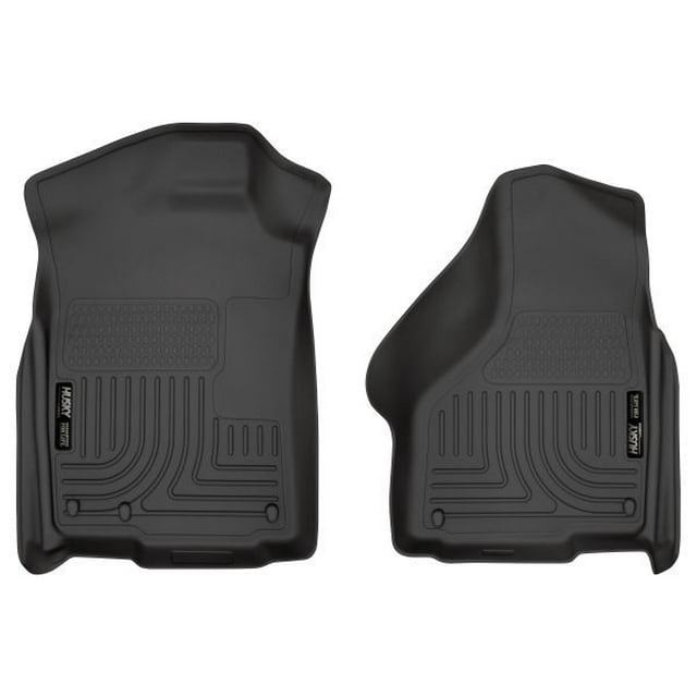 Husky Liner Floor Liner 18031 WeatherBeater; Molded Fit; Smooth Arcing Ribs/Raised Heel Pad; Black; Rubber; 2 Piece