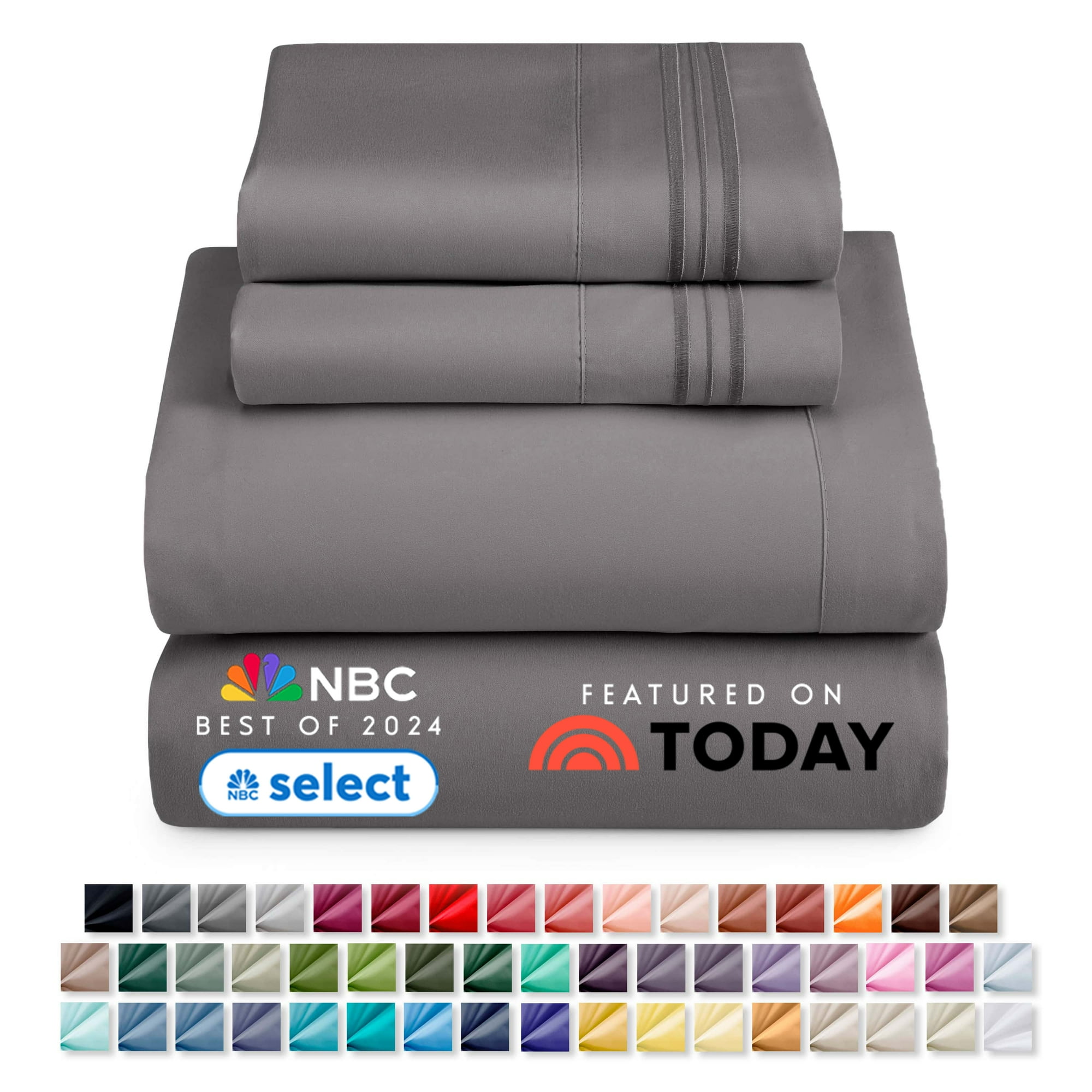 Nestl California King Sheet Sets, 1800 Series Deep Pocket 4 Piece, Luxury Soft Microfiber Bed Sheet Sets, CHARCOAL STONE GRAY