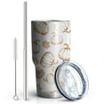 thumbnail image 2 of 30oz Fall Pumpkins Leaves Pattern Tumblers Stainless Steel Tumbler with Lid and Straw,Vacuum Insulated Double Wall Travel Tumbler Cups Mug with Cleaning Brush for Coffee,Tea, 2 of 7