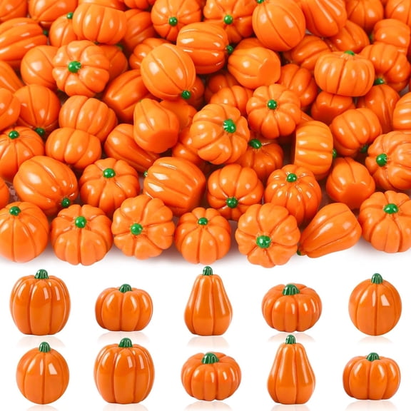 PERHAPSFIT 60Pcs Mini Artificial Pumpkins,Small Resin Pumpkins,for Crafts | Fake Mini Little Resin Pumpkin Tiny for Crafts,And Mini Halloween Pumpkins for Home Decor