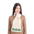 thumbnail image 3 of SAOL Irish Aran Shamrock Knitted Scarf 100% Soft Merino Wool Women`s Warm Button Closure Loop Scarf from Ireland, 3 of 3