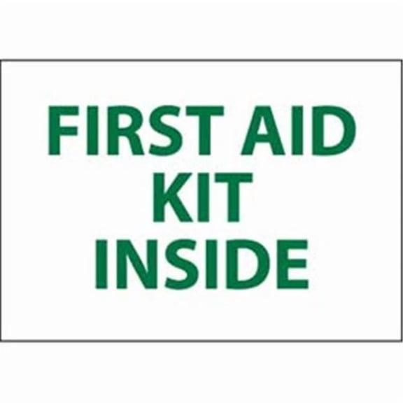 National Marker M65P First Aid Kit Inside Sign, 7 x 10 in. - White & Green
