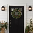 thumbnail image 4 of National Tree Company Pre-Lit Artificial Christmas Wreath, Green, Wintry Pine, White Lights, Decorated with Pine Cones, Berry Clusters, Frosted Branches, Christmas Collection, 21 Inches, 4 of 5