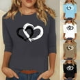 thumbnail image 5 of 3/4 Sleeve Tops for Women Cute Crew Neck Love Graphic Printed Tunic T Shirts Casual Tee Valentine's Day Gift for Girls (Gray,M), 5 of 5