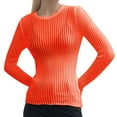 thumbnail image 3 of Vedolay Sweater Fall Women's Striped Fashion 2023 Sweaters Collared Oversized Pullover Tunic Tops,Orange L, 3 of 4