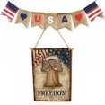 thumbnail image 3 of 4th of July Independence Day Wooden Plaque Sign Rectangle Crafts Decoration, Universal Household Signs for Front Door Home Kitchen Porch Wall, 10.24*7.09 Inch, 3 of 6