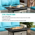thumbnail image 4 of 11-Piece Outdoor Patio Furniture Set with Rocking Swivel Chair, Wicker Rattan Sectional Sofa Conversation Set with 55,000 BTU Fire Pit Table, Backyard Furniture,Turquoise, 4 of 8