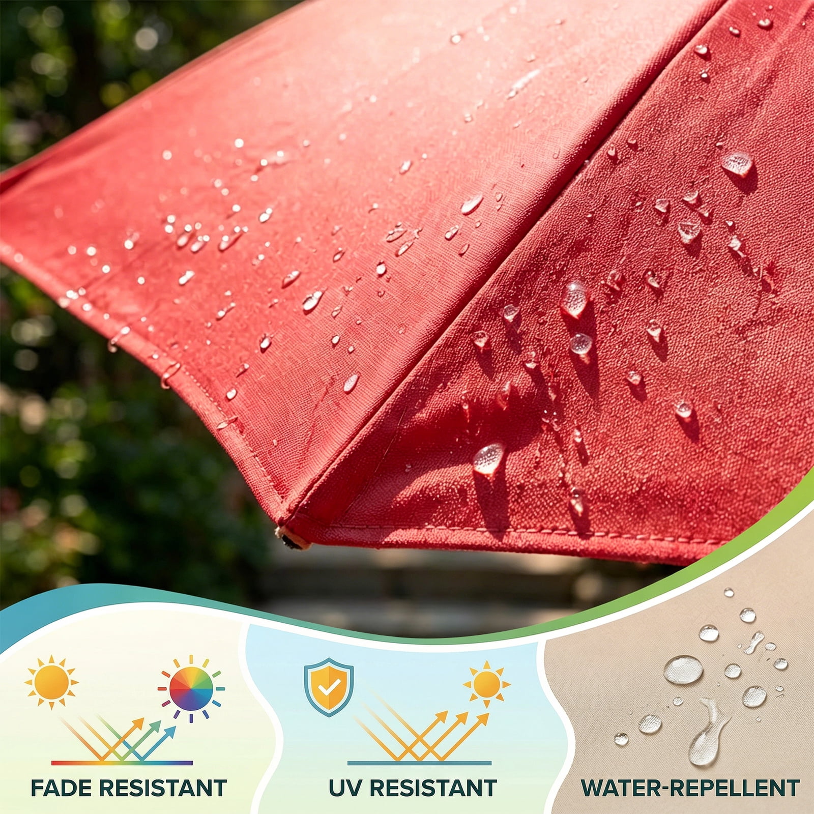 11FT Patio Umbrella (Base Included), 8 Heavy-Duty Ribs, Fade & Waterproof Polyester DTY Canopy for Outdoor Areas: Garden, Deck, Pool & Backyard, Red