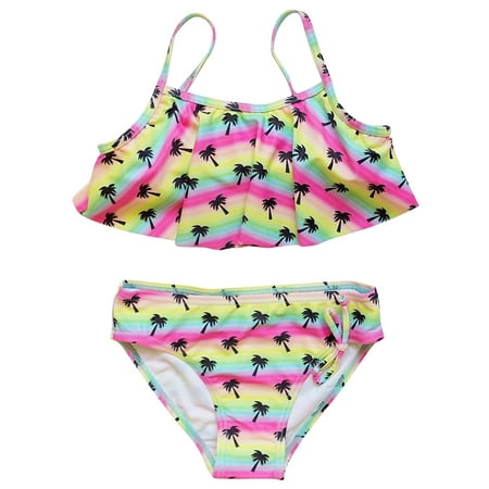 So Sydney Swim Girls' Two Piece Flounce Ruffle Bikini Swimsuit Bathing Suit