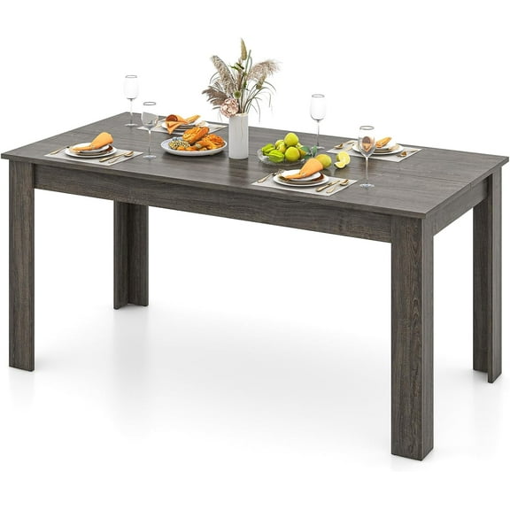 Hanyu Dining Table, Modern Dining Room Table for 4-6 People, 63" Rectangular Dinner Table w/Heavy Duty Legs, Spacious Desktop, Farmhouse Kitchen Table for Home Office, Living Room, Restaurant (Grey)