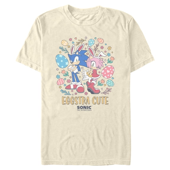 Mens Sonic the Hedgehog Eggstra Cute Sonic And Amy Rose T Shirt