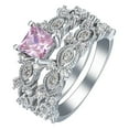 thumbnail image 2 of KDSJSXW Crystal Rings Engagement Zircons Women Wedding Rings Set Jewelry Rings for Woman Diamond Ladies Ring Set Diamond Rings Wedding Rings Crystal Rings(Pink,7), 2 of 6