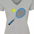 thumbnail image 4 of Inktastic Blue Tennis Racket and Ball Women's V-Neck T-Shirt, 4 of 5