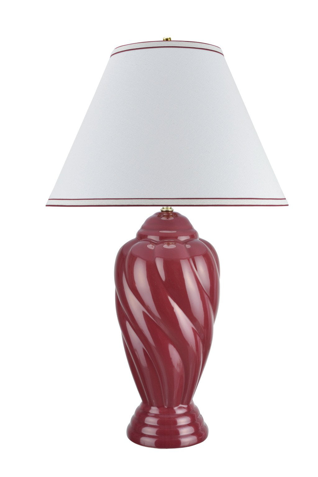 Burgundy with Pewter Finish Base and Hardback Empire Shaped Lamp Shade in Off White 15 Wide Aspen Creative 40093-4 26 High Traditional Ceramic Table