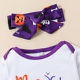 thumbnail image 4 of URMAGIC Newborn Baby Girls My First Halloween Pumpkin Outfits Bat Letter Print Long Sleeve Romper +Trumpet Pants+Headband 3PCS Set, 4 of 10