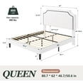thumbnail image 4 of Amolife Queen Bed Frame, Upholstered Platform Bed with Streamlined Adjustable Headboard, No Box Spring Required, White, Velvet, 4 of 12