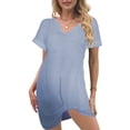 thumbnail image 1 of Vestido de punto para mujer - Vestido corto de playa con cuello en V y manga corta para piscina/fiesta en la playa, 1 of 4