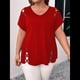 thumbnail image 4 of Blusas Tipo Túnica de Corta para Mujer, con Escote en V Recortado, Elegantes, Informales, Holgadas y Largas Rojo 4XL, 4 of 7