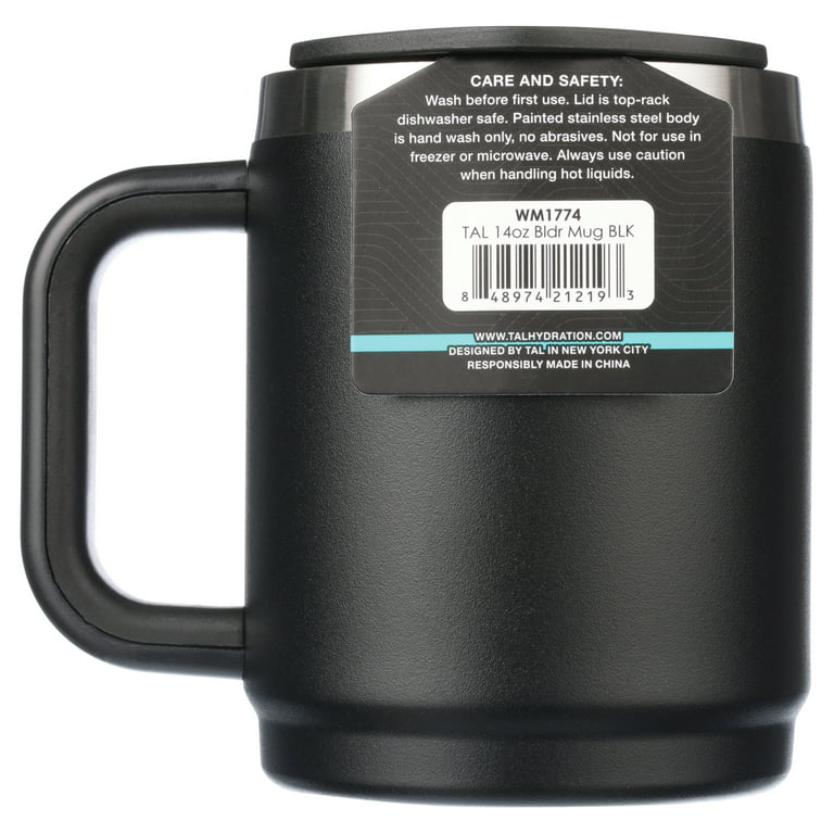 14oz Coffee Mug With Sliding Lid - Powder Coated Black