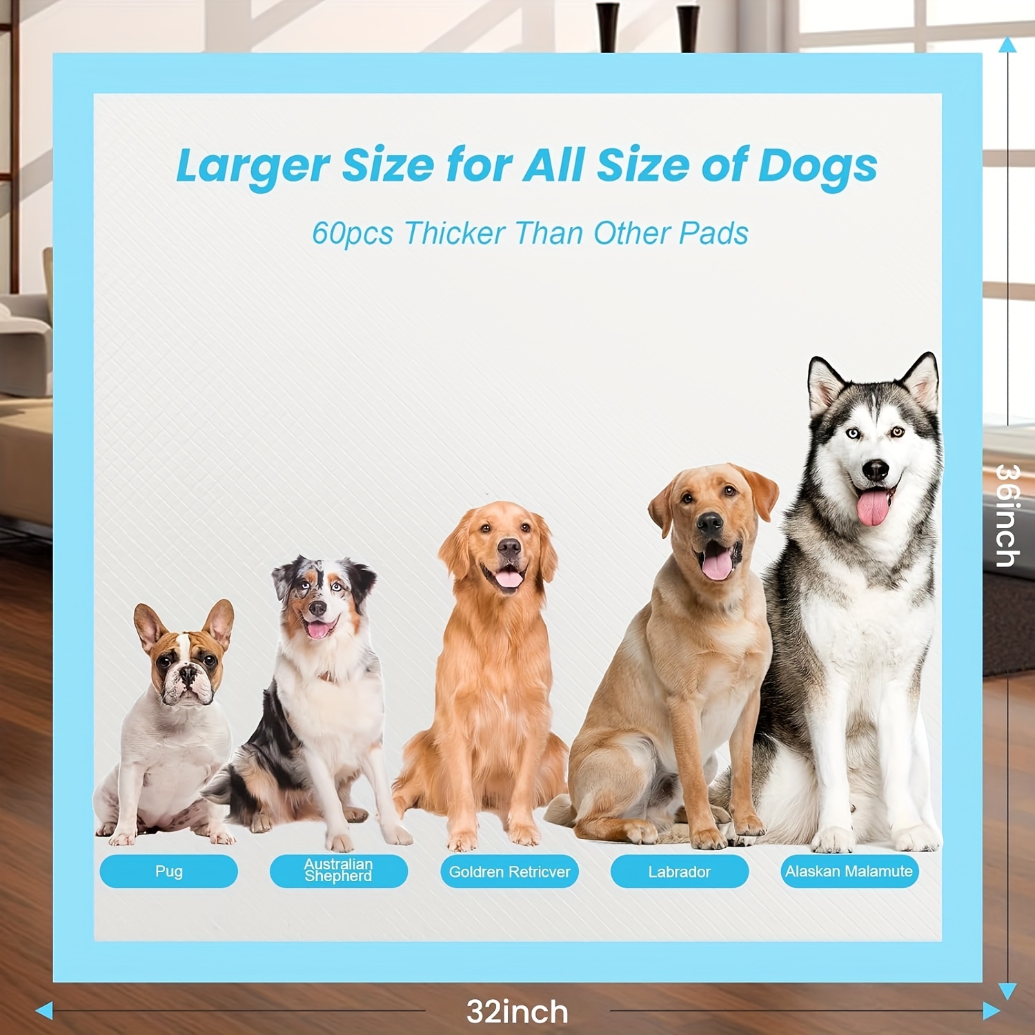 Dog Pee Pads Extra Large,32"X36"Pee Pads for Dogs,60 Count Puppy Pads,Training Pads for Dogs Absorbent & Leak-Proof for Family Training Disposable Pet Potty Pads