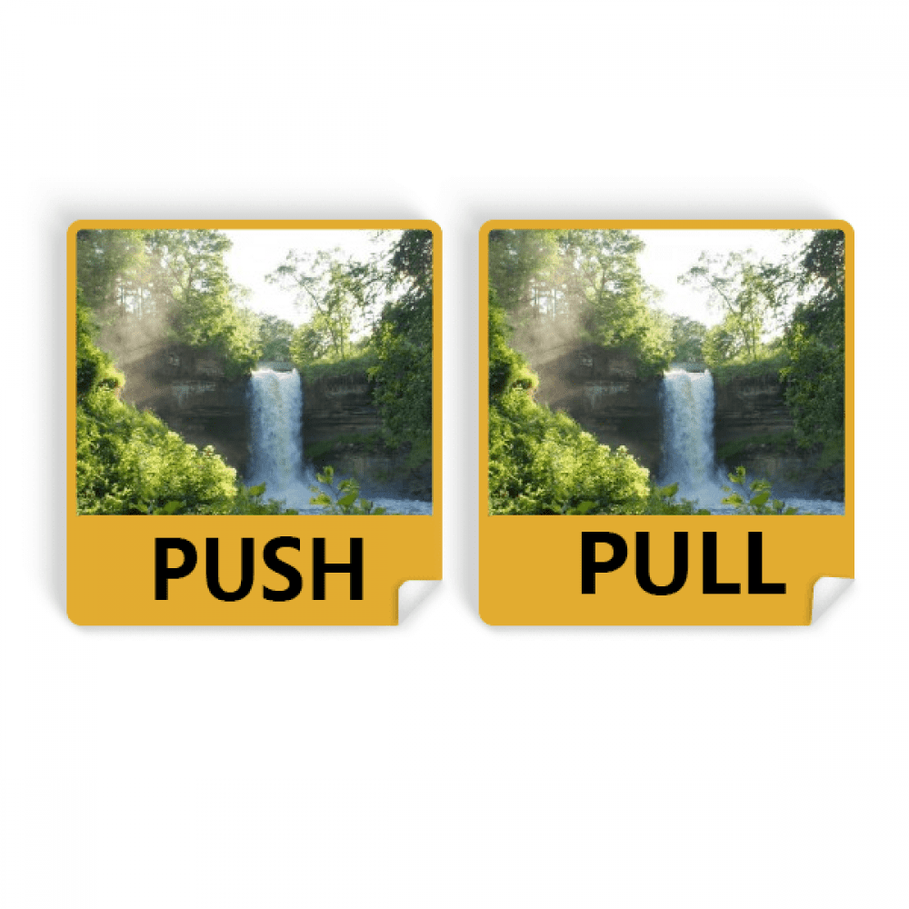 Waterfall Science Nature Forestry Scenery Push Pull Door Sign Vinyl ...