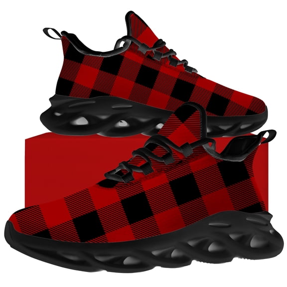 Uminder Womens Tennis Shoes Plaid Sneakers Black Shoes Size 13.5