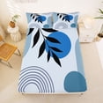 thumbnail image 5 of jejeloiu Cool Abstract King Sheets For Men Women,Contemporary Circular Print Bedding,Blue White,4 Pieces,1 Flat Sheet, 1 Fitted Sheet and 2 Pillowcases, 5 of 6