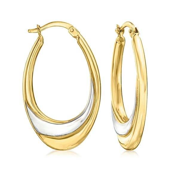 Ross-Simons 14kt 2-Tone Gold Oval Hoop Earrings, Women's, Adult