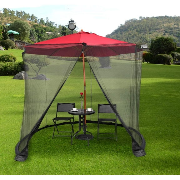 Patio Umbrella Screen, with Zipper Door and Polyester Mesh Netting, Height and Diameter Adjustable, Suitable for Outdoor Patio Camping Umbrella(Black300cm*230cm )（Note: Mosquito Netting only）