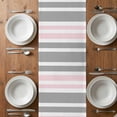 thumbnail image 6 of Pink Grey Stripes Table Runner - 90 Inch Long, Kitchen Dining Table Runner Dresser Scarves, Simple Striped Lines Minimalist Modern Farmhouse Decor for Coffee Tables Wedding Party Banquet, 6 of 8