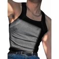 thumbnail image 2 of Men'S Solid Color Sleeveless Fitted Stretch Tank Top Black S, 2 of 9