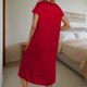 thumbnail image 5 of TaTaai Women's Casual Solid Color Satin Loose Dress Round Neck Gathered Button Raglan Sleeve Soft Comfortable Home Wear Dress for Spring Summer Daily Loungewear Gift, 5 of 8