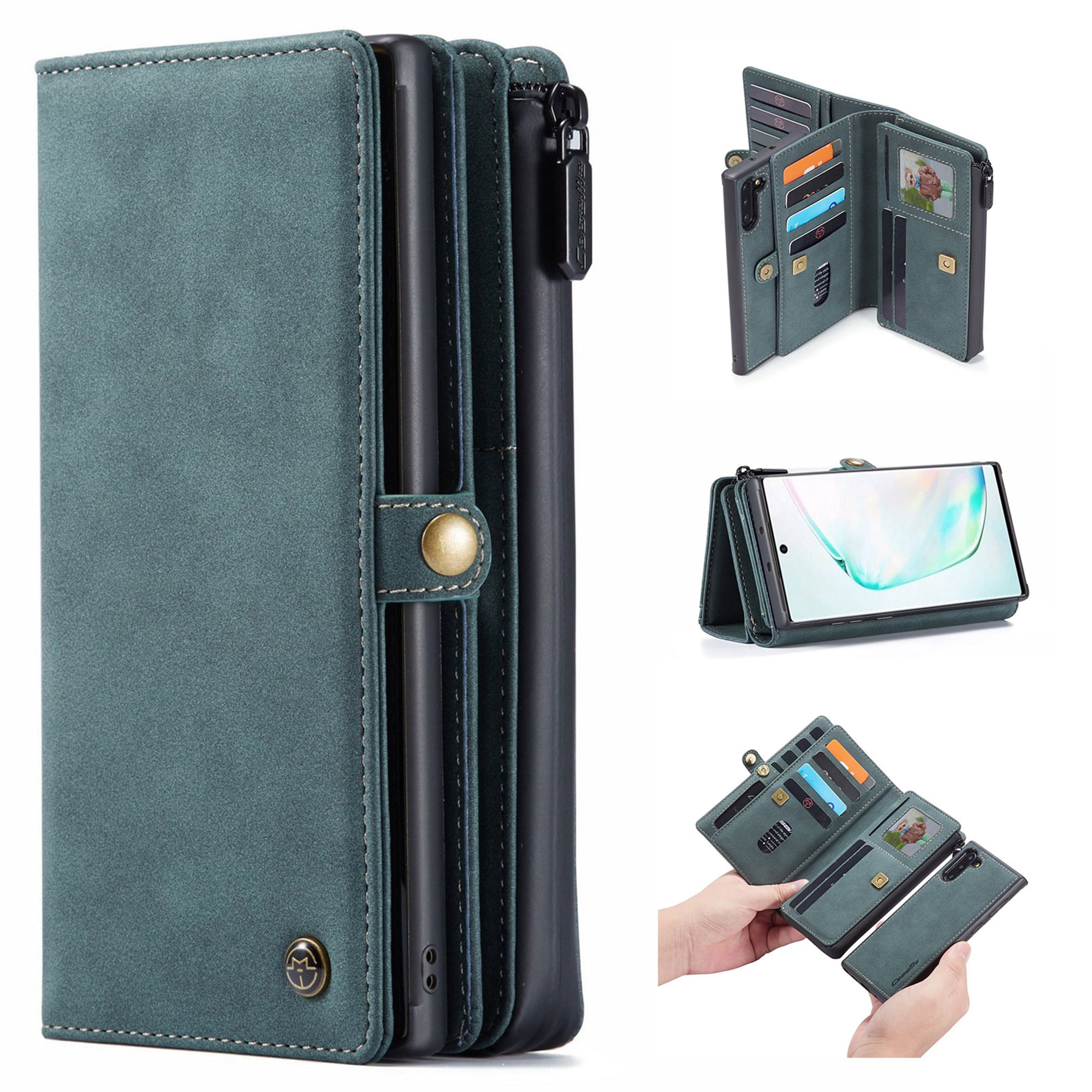 Samsung Galaxy Note 10 Plus Case Shockproof Business PU Leather Flip Wallet Phone Cases Folio Slim Fit Magnetic Protective Cover TPU Bumper with Stand Card Holder Slots Blue 