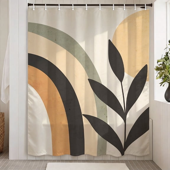 XNB Shower Curtain Mid Century Modern Boho Shower Heavy Duty Curtains Bathroom Decor Sets Waterproof with Hooks