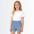 thumbnail image 4 of DAETIROS Girls Denim Shorts with Bows Elastic Waist Rolled Cuff Light Wash 100% Cotton Kids Little Girl Sizes 2-12,Size 4 T, 4 of 5