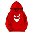 thumbnail image 4 of lcziwo Girls Boys Hoodies Cartoon Pumpkin Ghost Letter Printed Long Sleeve Hooded Sweatshirt Halloween Pullover Hoodie with Pocket Child Party Hoody Red 150, 4 of 5