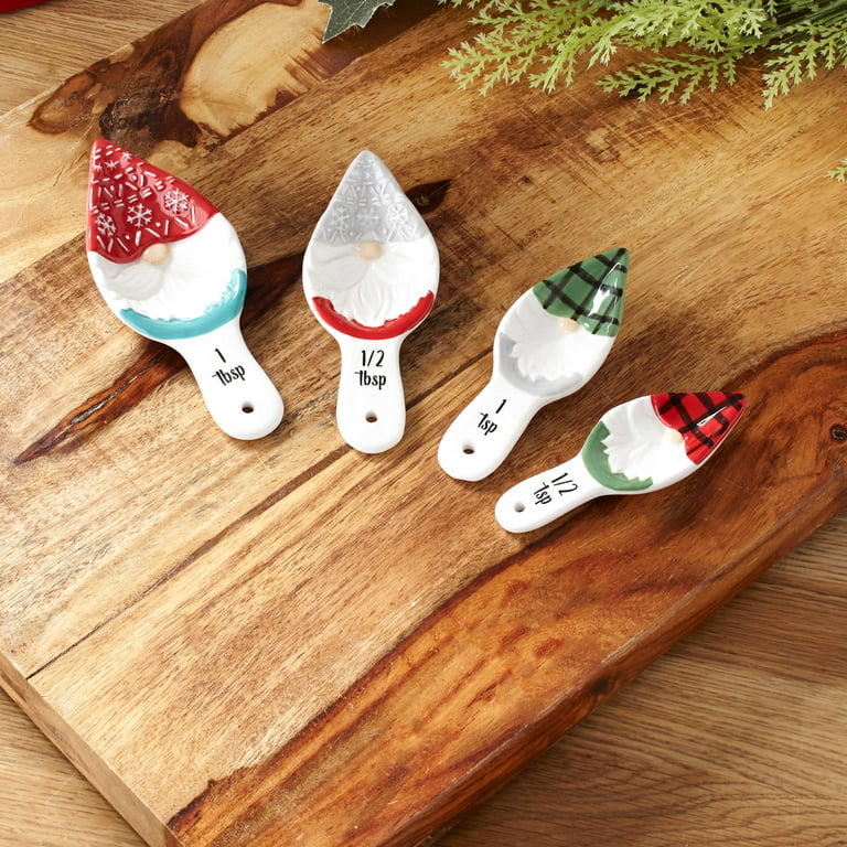 Christmas Gnome Measuring Spoon Set - Decorative Holiday Kitchen Baking  Spoons 